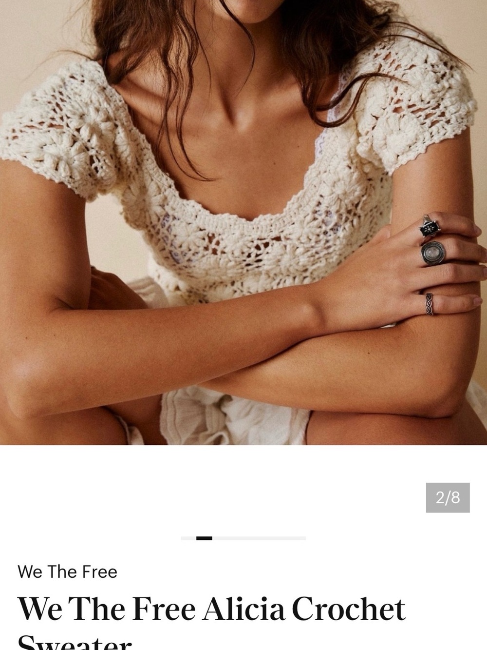 We The Free Crochet Scoop-Neck Top - Cream